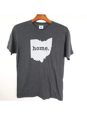 The Home T Ohio State Map USA T-Shirt Gray Mens L Hometown Tee